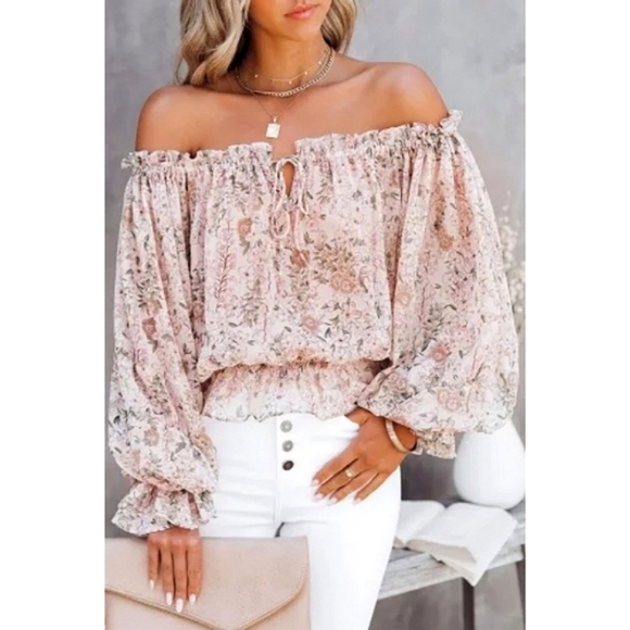LAST ONE! Off The Shoulder Floral Top - Picture 6 of 6